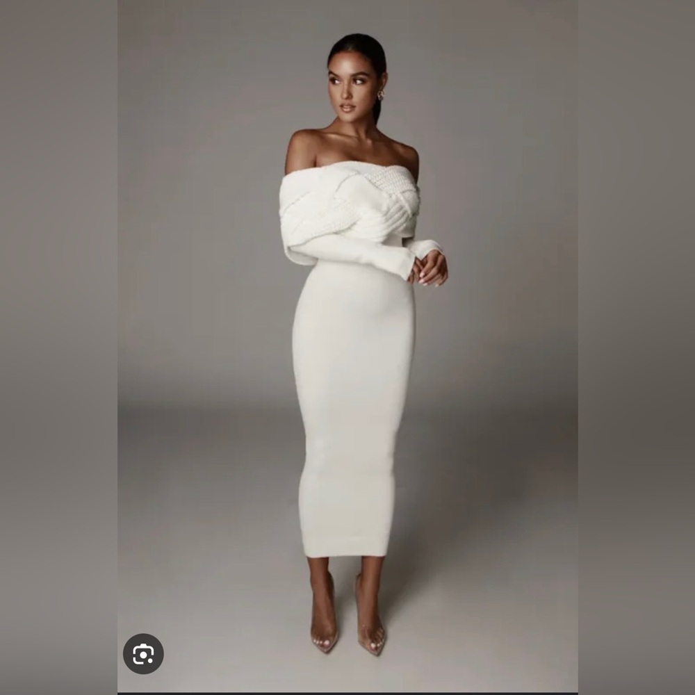 🤍Cecyl Cable Knit Sweater Dress in Ivory 🤍